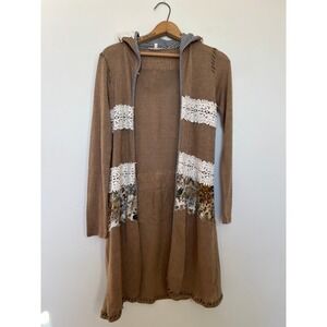 Gimmicks by BKE Women's Size SM Long Cardigan Long Sleeve Bohemian Lace Floral